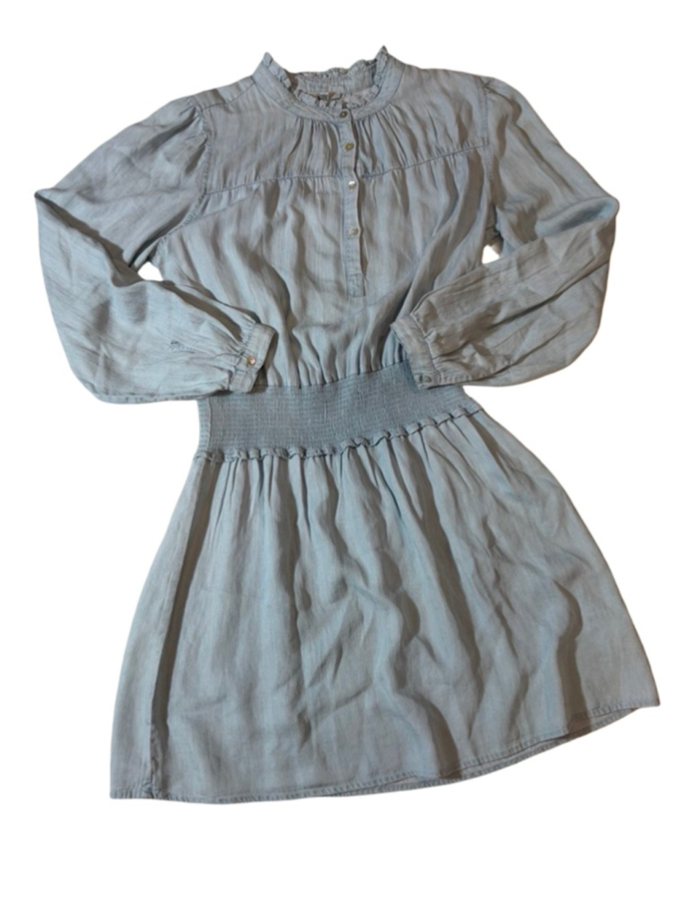 Rails Shawna Light Vintage Denim Chambray Smocked Waist Mini Dress M